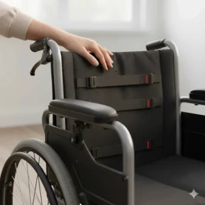 Tension-adjustable backrest with breathable fabric designed for long-term comfort and spinal support.