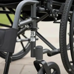 Close-up illustration of the reinforced chassis highlighting the 25 stone weight limit for bariatric users.
