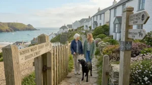 An electric wheelchair for farm visits being unplugged from a charger in a stone barn.