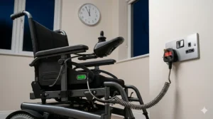 An infographic comparing the typical 12-to-24-month lifespan and discharge cycles of AGM versus Lithium powerchair batteries.