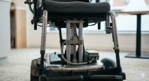Alt text for image 2: Diagram showing the vertical lifting mechanism of a height adjustable electric wheelchair.