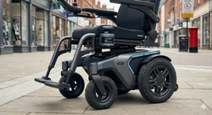 Alt text for illustration 8: A safety diagram demonstrating automated emergency alerts sent from an IoT electric wheelchair during a fall or breakdown.