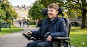Customisable seating system on an electric wheelchair designed for optimal postural support.