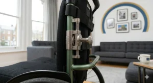 Detail view of the integrated lumbar depth adjustment mechanism on a backrest.