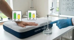 A clinical test measuring the firm stability and recovery rate of a high-density support cushion.