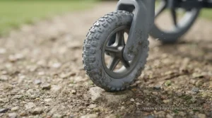 Wide-profile pneumatic castor wheels designed for outdoor use and uneven terrain.