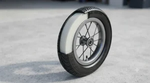 Cross-section view showing the dense polyurethane foam filling inside the wheelchair tyre.