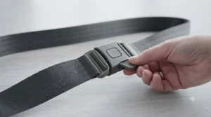 Caregiver assisting a resident with a reliable bariatric wheelchair restraint in a UK care home setting.