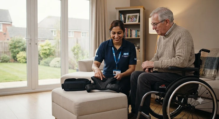 Comparison of a wheelchair lap belt and a postural support harness on a mobility aid, illustrating safety chowheelchair lap belt vs harnessices for daily use.