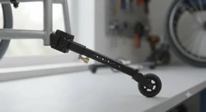 Adjustable height rear anti-tip bar designed for standard manual wheelchairs