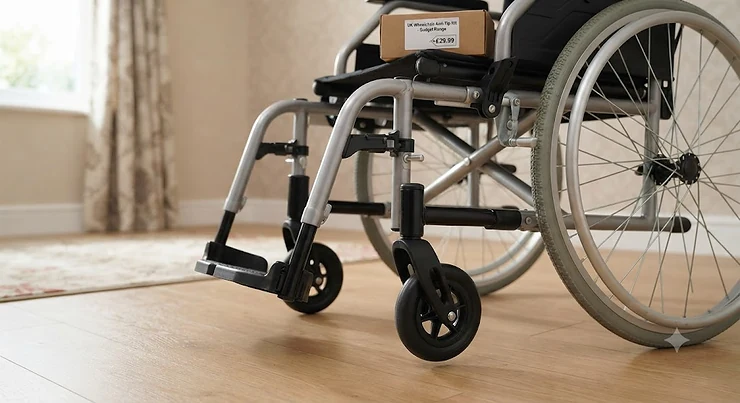 An affordable anti-tip wheelchair kit designed for UK wheelchair users, priced under £30.