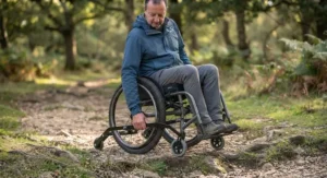 An infographic layout highlighting the core safety benefits of anti-tippers for outdoor wheelchair use.