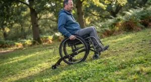 A pre-journey safety check highlighting anti-tippers for outdoor wheelchair use before heading out.