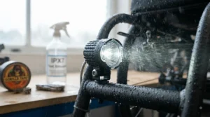 A selection of USB-rechargeable LED lights designed specifically for mounting on mobility equipment.