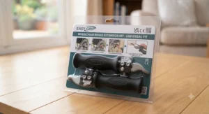 Brand new wheelchair extension brake kit in packaging, ready for fast delivery across the UK.