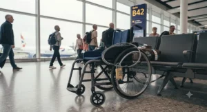 Complete wheelchair security cable kit including the lock, cable, and travel storage pouch.