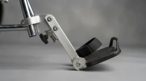 Value-priced footplates for wide wheelchairs showcased in a studio